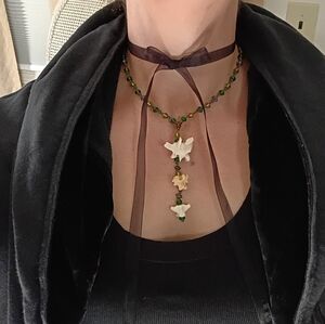 Strange Adornments Artisan Designed Vertebrae Beaded Ribbon Choker